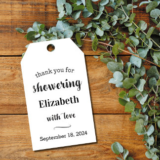 Kraft bedankkaart voor babyfeestje of bruiloft cadeaulabel