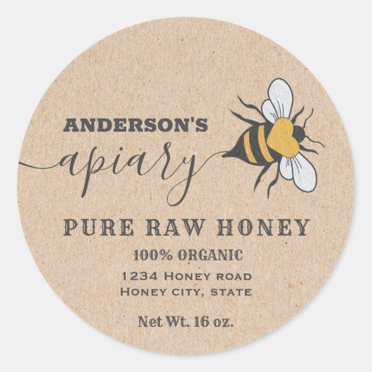 Kraft Bee logo script bijiary honey jar label (Voorkant)