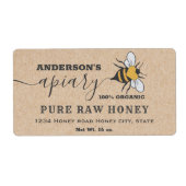 Kraft Bee logo script bijiary honey jar label (Voorkant)