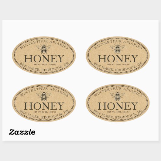 KRAFT  BEE OVAL HONEY LABEL (Vel)