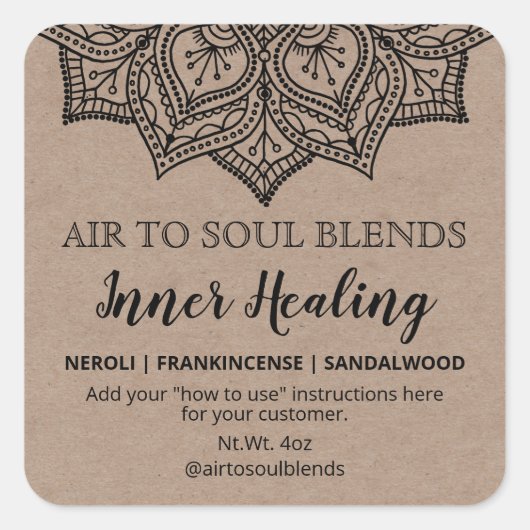 Kraft Black Mandala Blend Étiquettes (Devant)