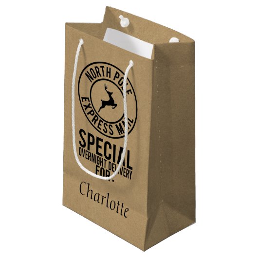 Kraft & Black North Pole Nom de livraison Sac cade (Devant Angle)