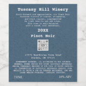 Kraft Blau Effect Modern QR Code LOGO Beschrijving Wijn Etiket (Enkel label)