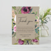 KRAFT BLUSH BURGUNDY FLORA BUNCH WEDDING KAART (Staand voorkant)