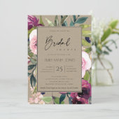 KRAFT BLUSH BURGUNDY FLORAL BUNCH VRIJGEZELLENFEES KAART (Staand voorkant)