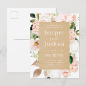Kraft & Blush Spring Floral Wedding Uitnodiging Briefkaart (Voorkant / Achterkant)