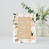 Kraft & Blush Spring Floral Wedding Uitnodiging Briefkaart (Staand voorkant)