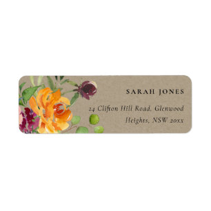 KRAFT BLUSH YELLOW ORANJE FLORAL BUNCH ADRES ETIKET