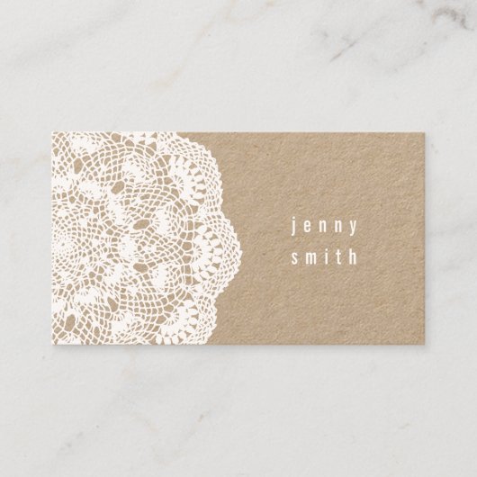 Kraft Board & Lace Doily Mode Visitekaartjes (Voorkant)
