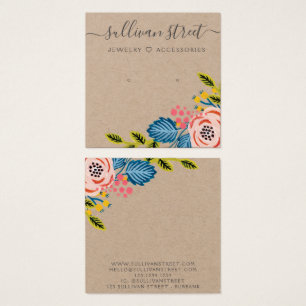 Kraft Boho Floral Earrings Jewelry Display Card