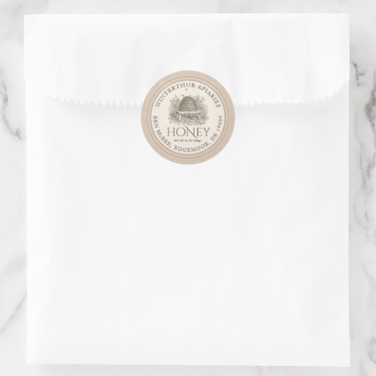 Kraft Bordered Honey Jar Label ( Skep) (Tas)