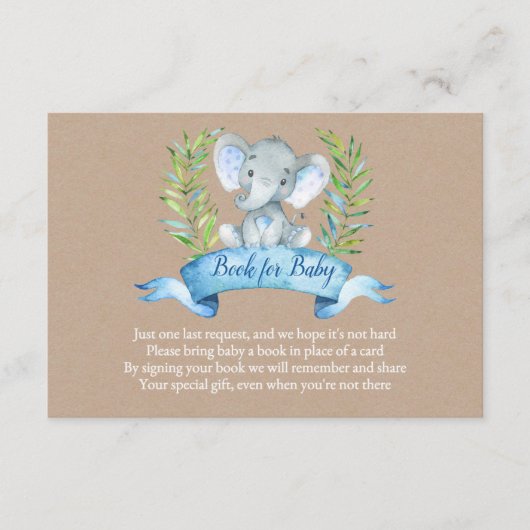 Kraft Boy Rustic Elephant Books for Baby Insert Informatiekaartje (Voorkant)