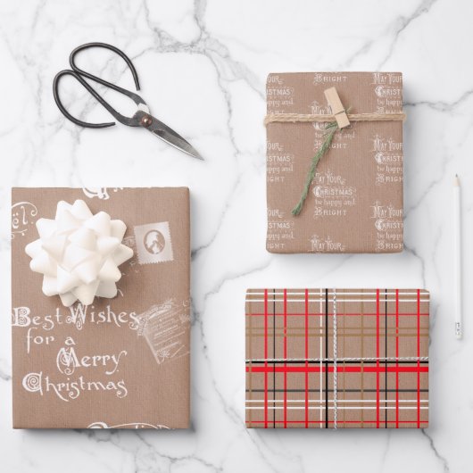 Kraft Briefkaarten, Berichten en Plaid Inpakpapier Vel (Voorkant)