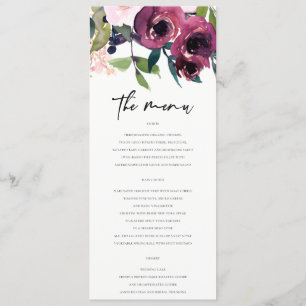 KRAFT BRIGHT BLUSH BURGUNDY FLORAL BUNCH WEDING MENU