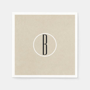 Kraft Brown Chic Monogram Letter Initiaal Rustic Servetten