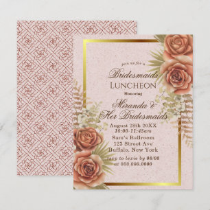 Kraft Brown Painted Floral Bridesmaids Luncheon Kaart