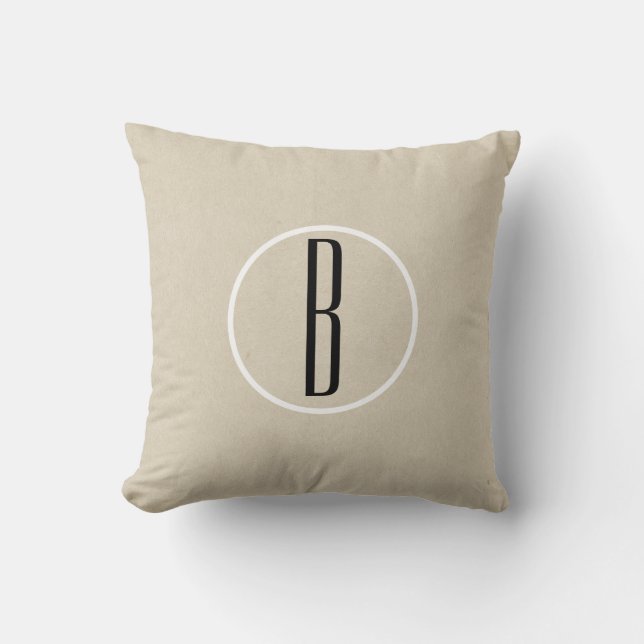 Kraft Bruin Chic Monogram Letter Initiaal Rustiek Kussen (Voorkant)