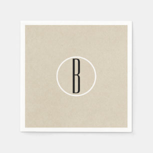 Kraft Bruin Chic Monogram Letter Initiaal Rustiek Servetten
