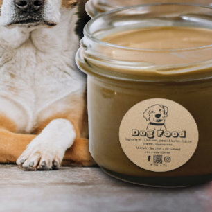 Kraft Bruin Papier Zelfgemaakte Hond Treats Huisdi Ronde Sticker