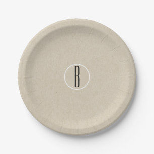 Kraft Bruine Chic Monogram Letter Initiaal Rustiek Papieren Bordje