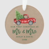 Kraft Brush Script First Kerstman  Truck Ornament (voorkant)