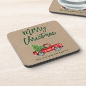 Kraft Brush Script Truck Christmas Tree Bier Onderzetter (Linkerzijde)