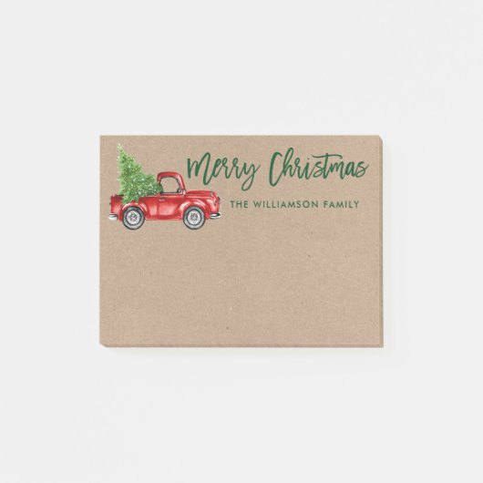 Kraft Brush Script  Truck Christmas Tree Post-it® Notes (Voorkant)