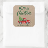 Kraft Brush Script Truck Kerstmis Vierkante Sticker (Tas)