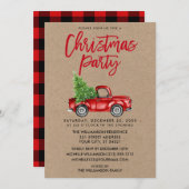 Kraft Brush Script Truck Pset Kerstparty R Kaart (Voorkant / Achterkant)