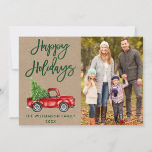 Kraft Brush Script Vakantie  Truck Photo Feestdagenkaart