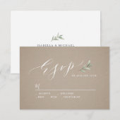 Kraft calligraphie rustique mariage vert RSVP (Devant / Derrière)