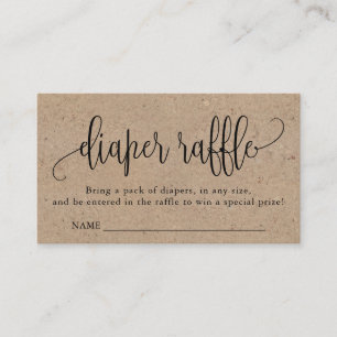 Kraft Calligraphy Diaper Raffle Enclosure Card Visitekaartje