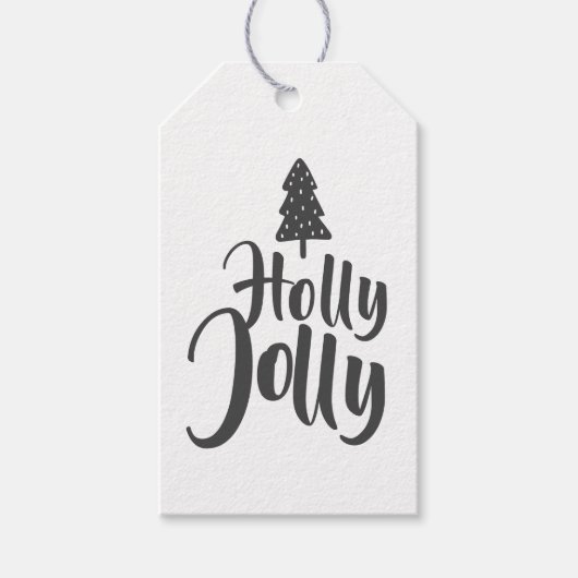 Kraft chique rustieke kalligrafie Holly Jolly naar Cadeaulabel (Voorkant)