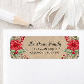 Kraft Christmas Poinsettia Holly Berry Étiquette (En situation)