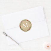 Kraft Christmas Wreath Monogram Seal Ronde Sticker (Envelop)