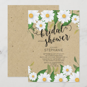 Kraft Daisy Flowers Bridal Shower Uitnodiging