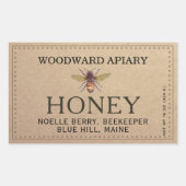 Kraft Double Border Honey Label met Honeybee (Voorkant)