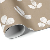 Kraft drie blad witte klaver cadeaupapier (Rol Hoek)