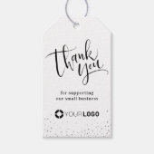 Kraft eenvoudige moderne kalligrafie business dank cadeaulabel (Voorkant)