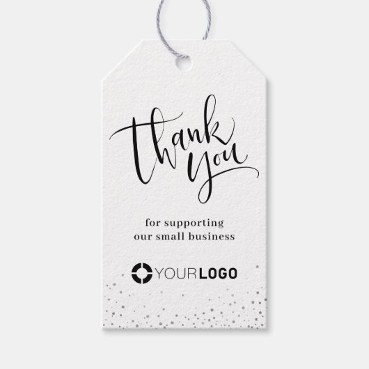 Kraft eenvoudige moderne kalligrafie business dank cadeaulabel (Voorkant)