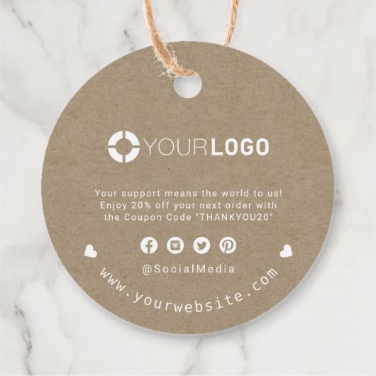 Kraft eenvoudige moderne script business dank u bedankjes labels (Achterkant)