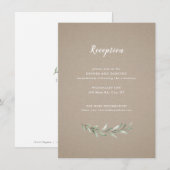 Kraft eenvoudige rustieke groen bruiloft informatiekaartje (Voorkant / Achterkant)