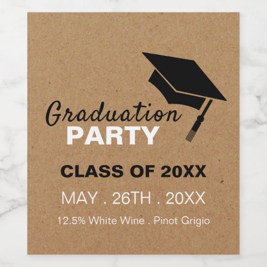 Kraft-effect, Afstudeerder Pet, Graduation Party Wijn Etiket (Enkel label)