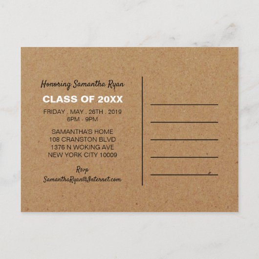 Kraft Effect, Afstudeerder Pet, GraduPartij Uitnod Uitnodiging Briefkaart (Achterkant)