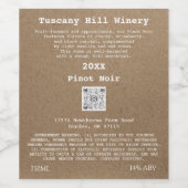 Kraft Effect Moderne QR Code LOGO Beschrijving Wijn Etiket (Enkel label)