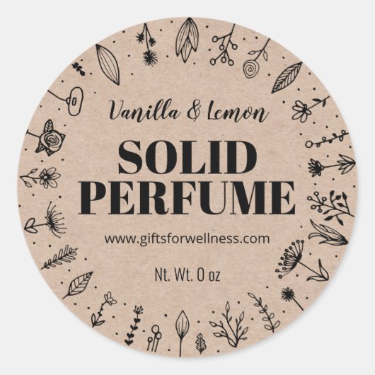 Kraft Et Fleurs Étiquettes De Parfums Solides Fait (Devant)