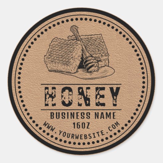 Kraft étiquette miel | Logo miel (Devant)