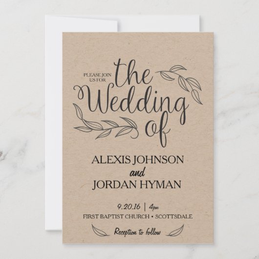 Kraft Faire-part de mariage (Devant)