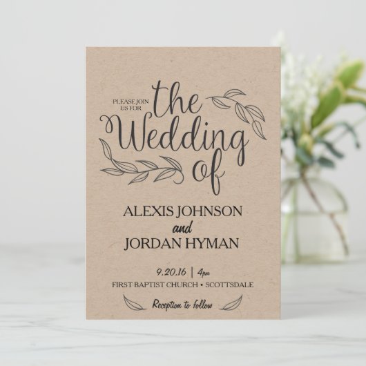 Kraft Faire-part de mariage (Debout devant)