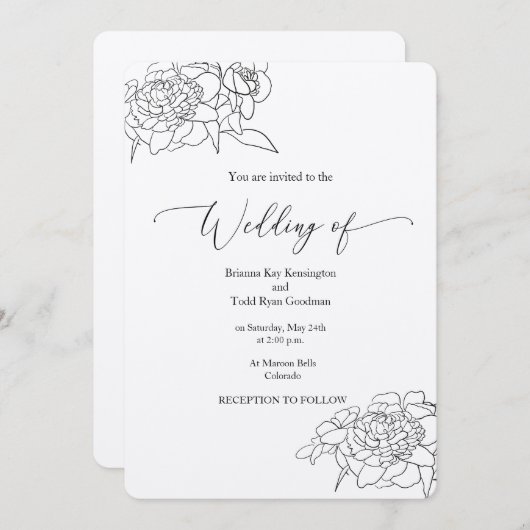 Kraft Faire-part de mariage - Rustic Chic (Devant / Derrière)